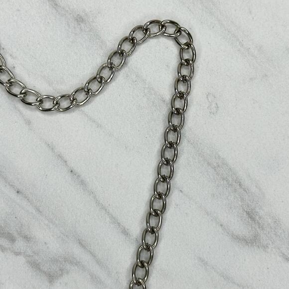 Beaded Fur Woven Silver Tone Chain Link Belt OS Y2K Festival - Picture 15 of 16